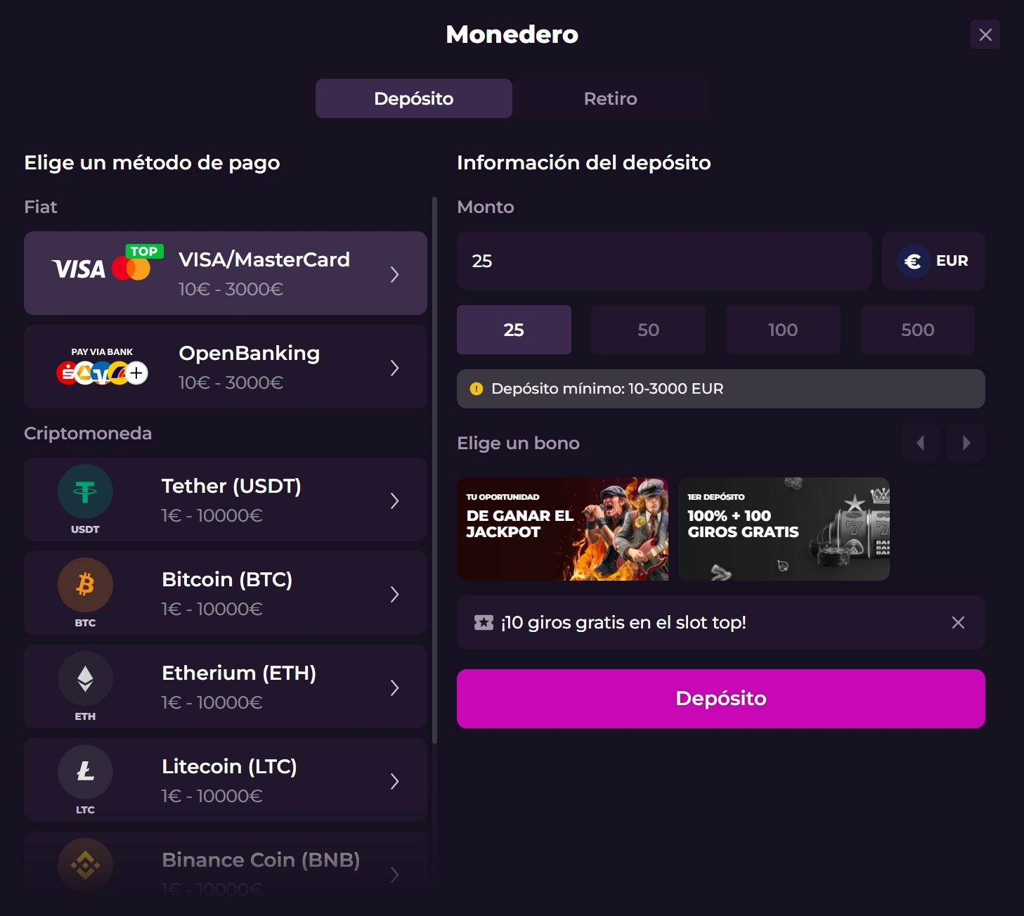 Banca en Rockstar Casino