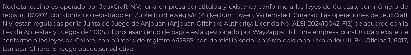 Licencia y Seguridad de Rockstar Casino