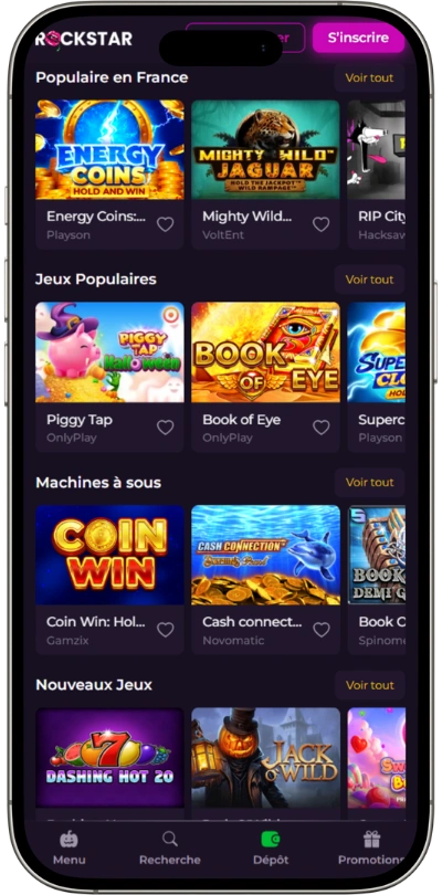 Application mobile Rockstar Casino et utilisation