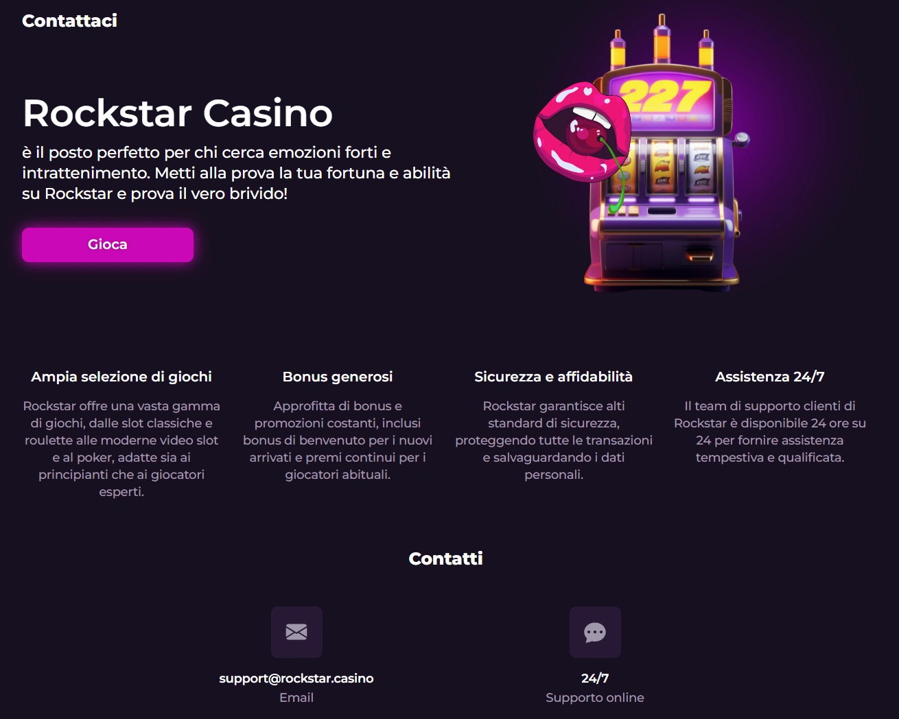Servizio Clienti Rockstar Casino 24/7