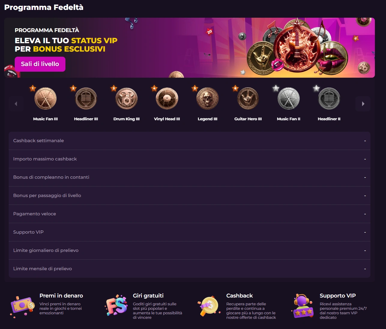 Status VIP su Rockstar Casino