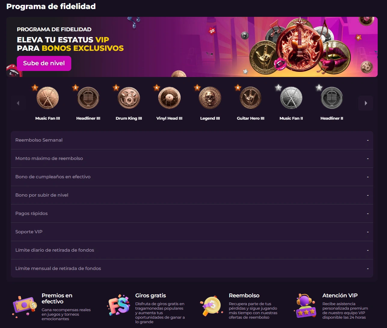 Programa VIP de Rockstar Casino